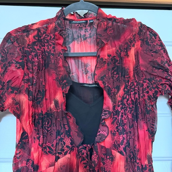 Notations Y2K Whimsical Goth Babydoll Ruffle Shirt Set - Picture 2 of 6